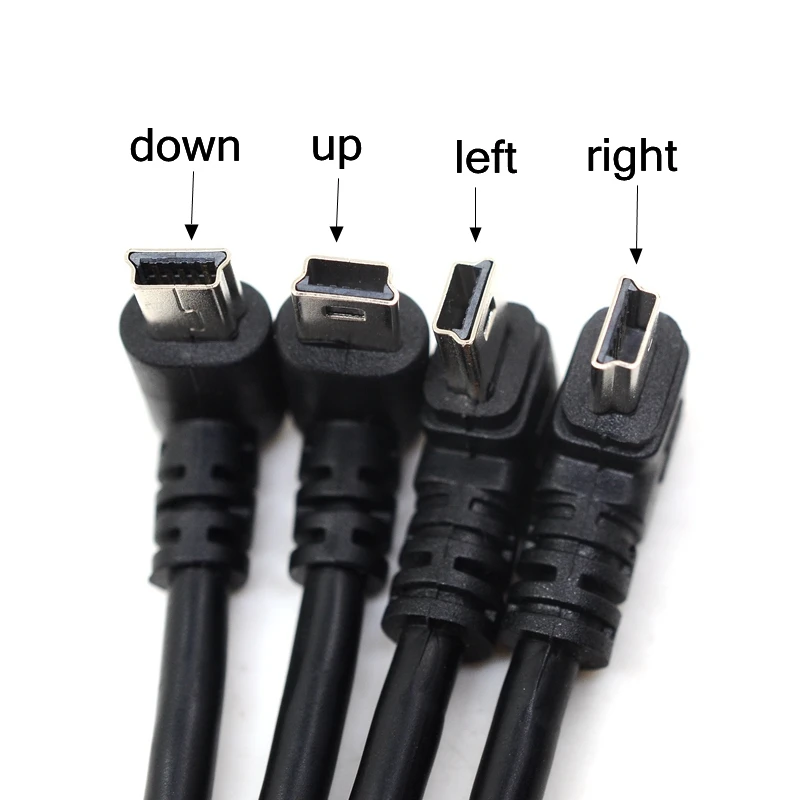 Up Down Right Left Angled Elbow Mini-USB mini USB B 5pin 2.0 Male to Female Extension Cable 30cm 50cm With Panel Mount Hole