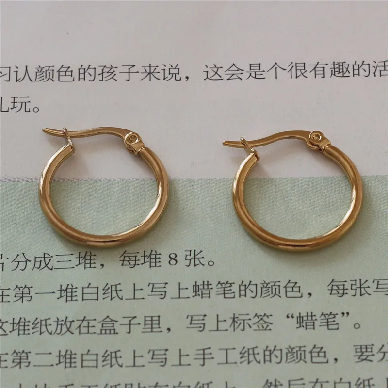 4 Colors Gold-color Plated Titanium 20mm Hoop Earrings 316 L Stainless Steel No Easy Fade Allergy Free