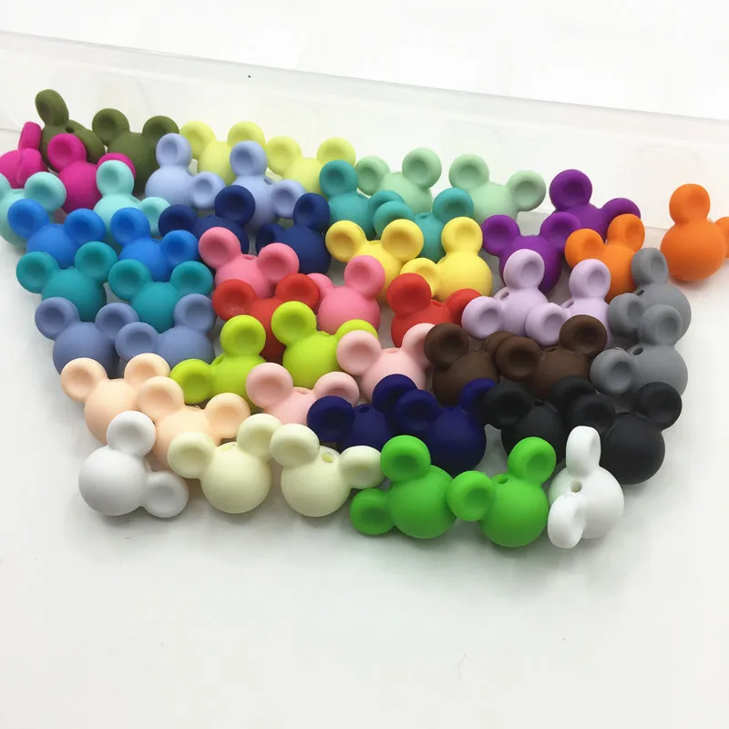 10pcs silicone mickey Beads Food Grade Baby Teethers Bead Round 14MM Cartoon Teething Silicone loose beads for baby chew