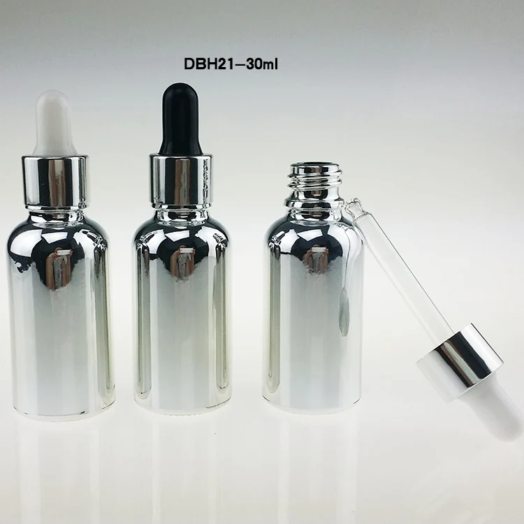 

100PCS 30ml silver glass dropper bottles ,empty 1 oz white rubber dropper bottle essential oils , glass bottle with dropper cap