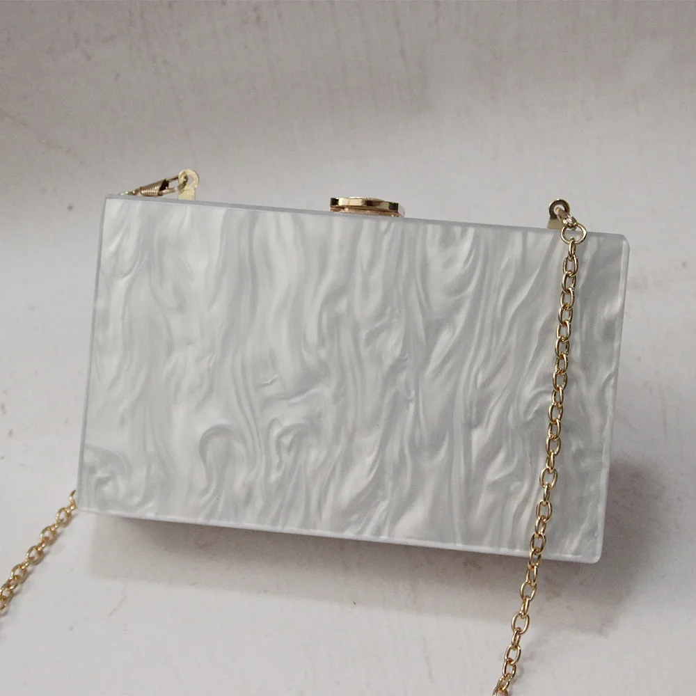 New Wallet Brand Fashion Women Messenger Bag Elegant Pearl Acrylic Clutch Vintage Woman Party Pure White Shoulder Evening bag