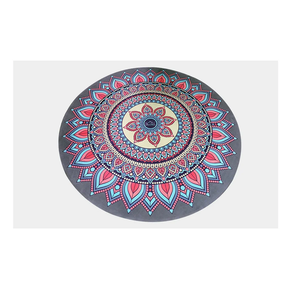 Round Meditation Pad Yoga Mat Cushion Yoga Printing Deer Velvet Circular Natural Rubber Exercise Mat