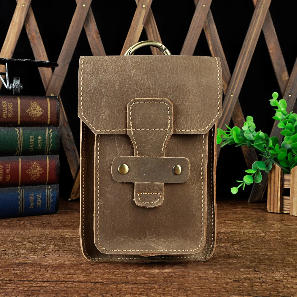 Men Fashion Quality Leather Small Summer Pouch Hook Design Travel Cigarette Case 7\