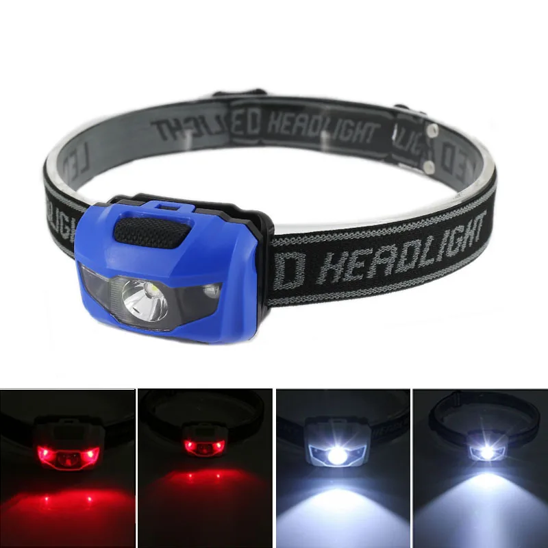 High quality 300 Lumens Headlight 4 Modes 2 Red LED+1 White LED tail light Waterproof Head light led Headlamp by 3*AAA.