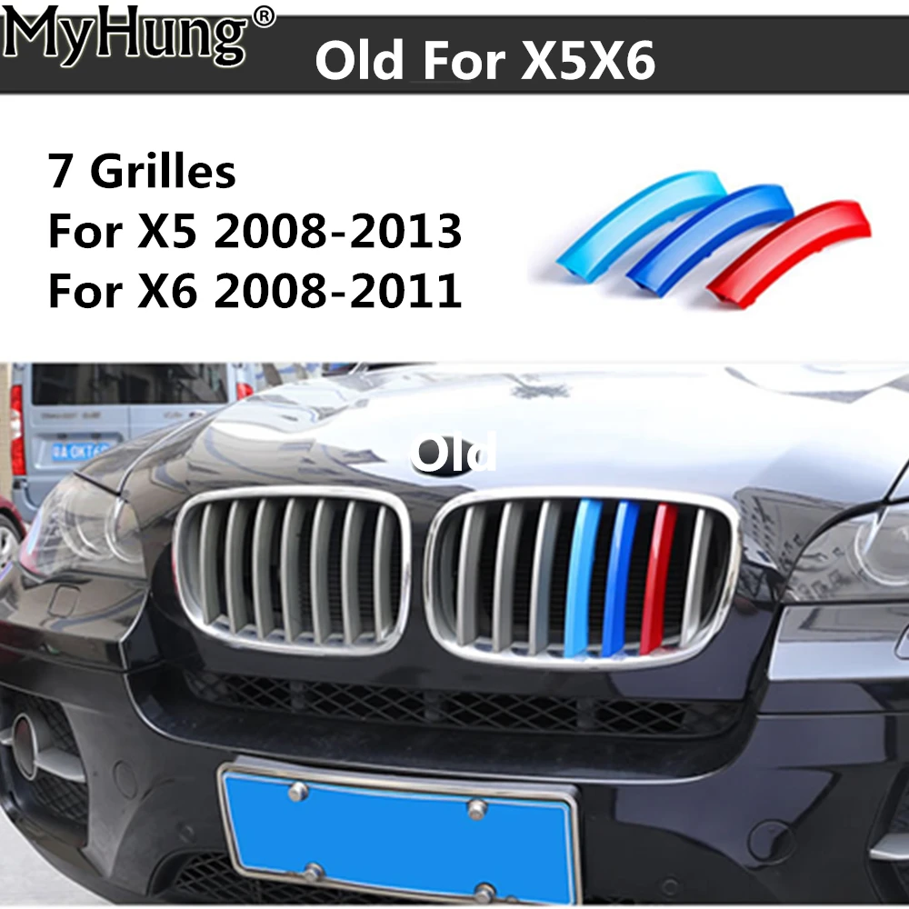 

For BMW X5 E70 2008 To 2013 X6 2008 To 2011 3D M Car Front Grille Trim Strips Grill Cover Motorsport Decoration Stickers 7 Bars
