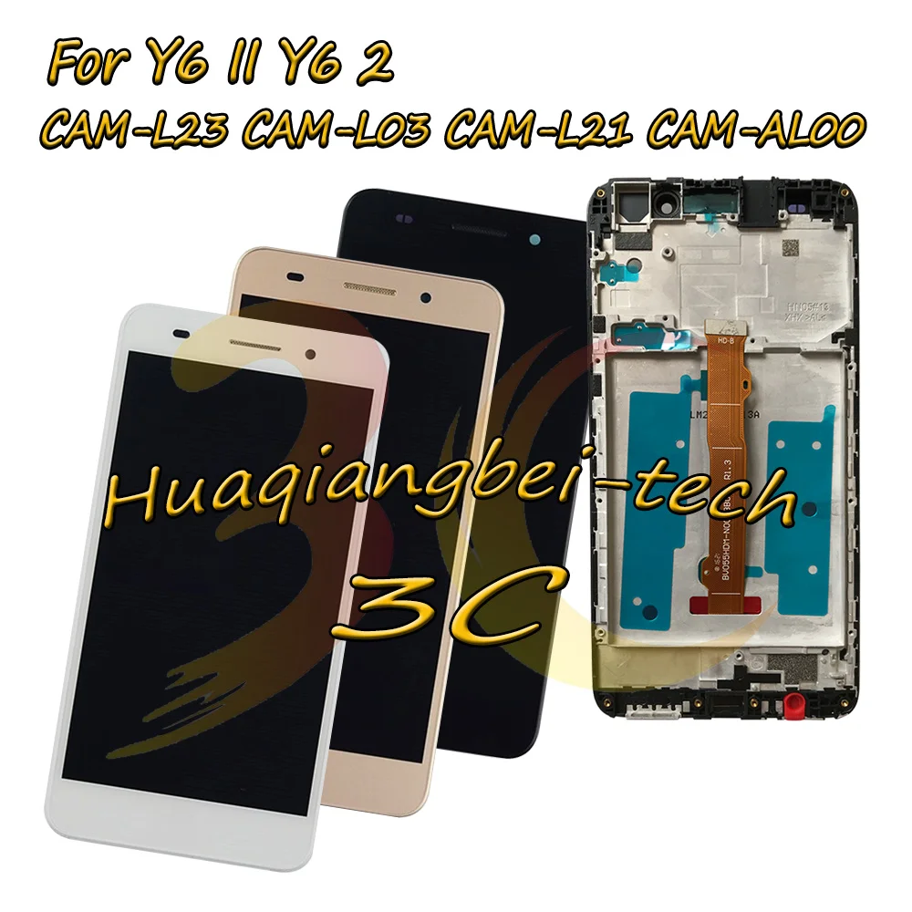 

New 5.5'' For Huawei Y6II Y6 II CAM-L23 CAM-L03 CAM-L21 CAM-AL00 Full LCD DIsplay + Touch Screen Digitizer Assembly With Frame