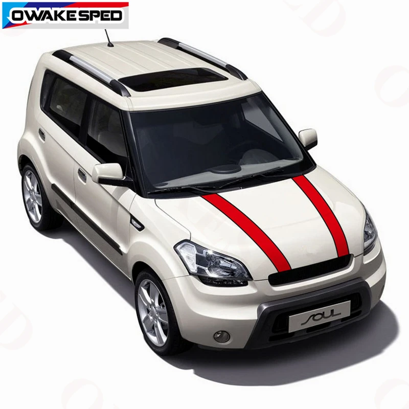 

Racing Sport Stripes For KIA Soul Car Hood Bonnet Sticker Auto Engine Cover Decor Vinyl Decals Exterior Accessories