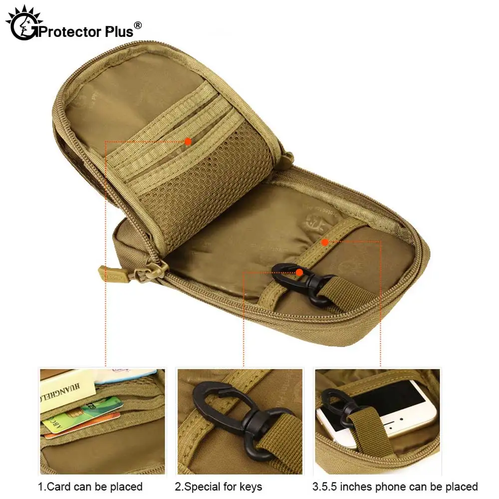 PROTECTOR PLUS Molle Accessory Bag Tactical 6 Inches Phone Pouch Outdoor Fishing Climbing Tool Bag Multi-purpose Bags