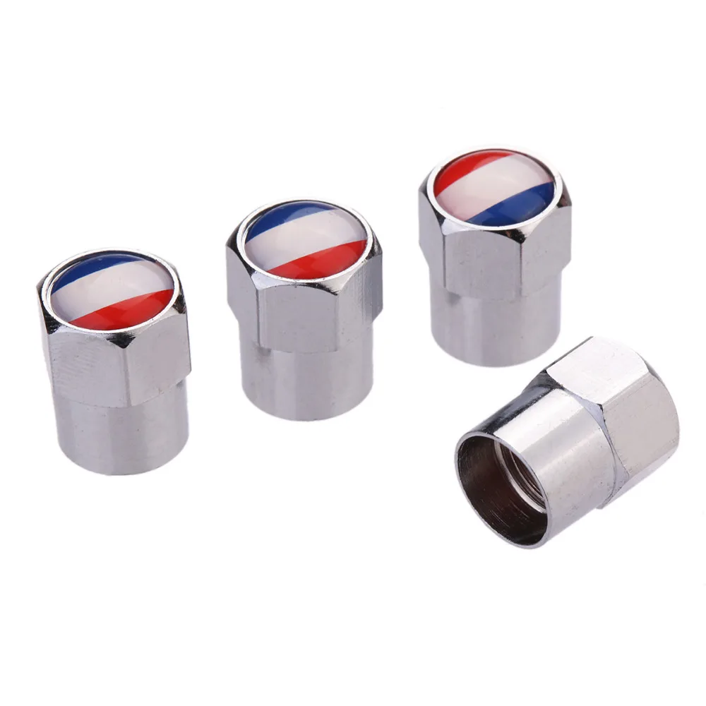 4 Pcs/Lot Flag France Car Sport Wheel Tire Valve Stem Air Caps Styling Stainless Steel For Car Styling Car Accessories