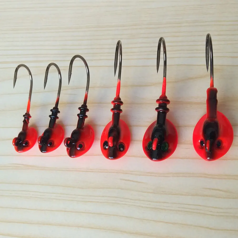 Balleo  6Pcs/lot 7g/10g14g18g21g Lead Head Hook Lure Hook Jig Head Fishing Tackle Fish Head Hooks  Fishing Accessories