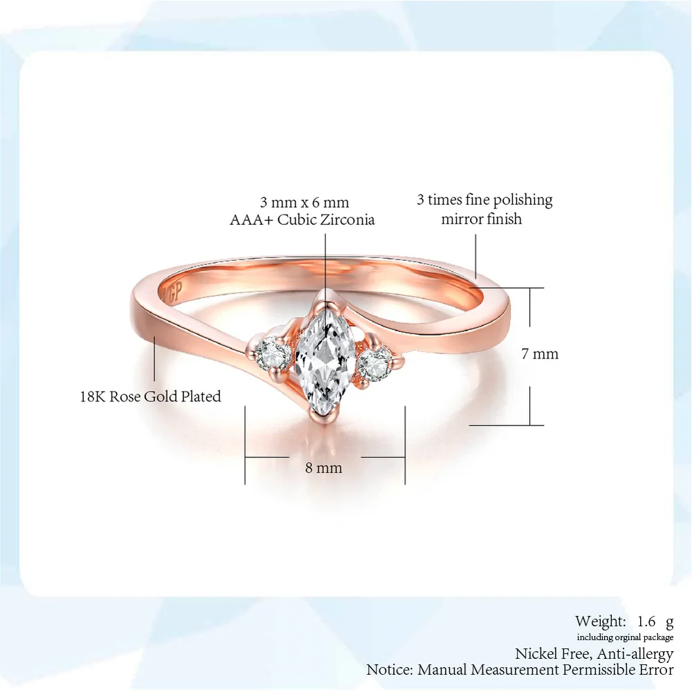 Rose Gold Color High-grade And Refined Single Ring For Women Wedding Party CZ Stone Fashion Jewelry Rings DWR797M