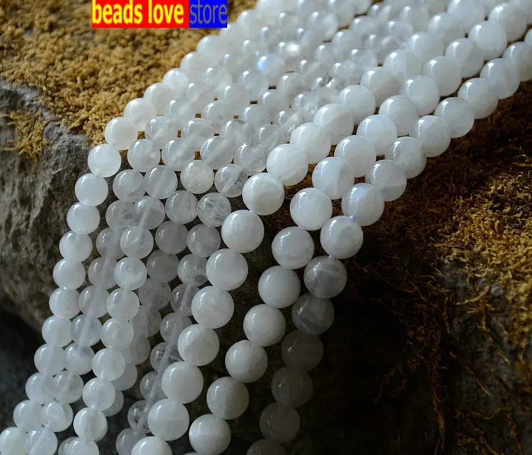 AAA+ Natural White Moonstone Stone Round Loose  Beads for Jewelry Making DIY Bracelets 6/8/10mm Gems Beads