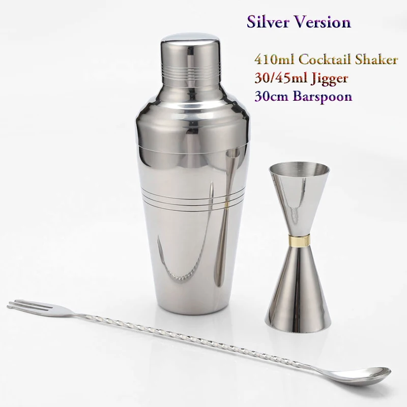 Free Shipping Japanese Style Cocktail Shaker Bar Set - With Double Measuring Jigger and Mixing Spoon