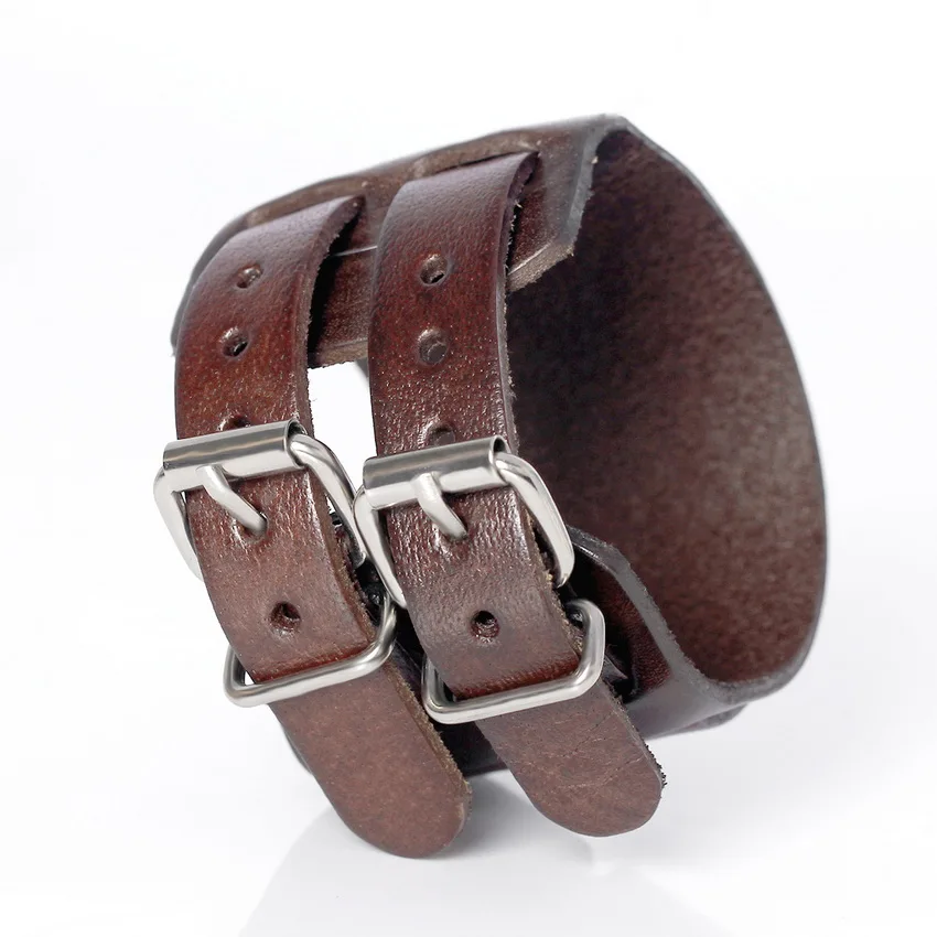 XQNI New Arrival Fashion Genuine Leather Men\'s Bracelets High Quality Knight Courage Bandage Wrap Charm Black Leather Bracelets.