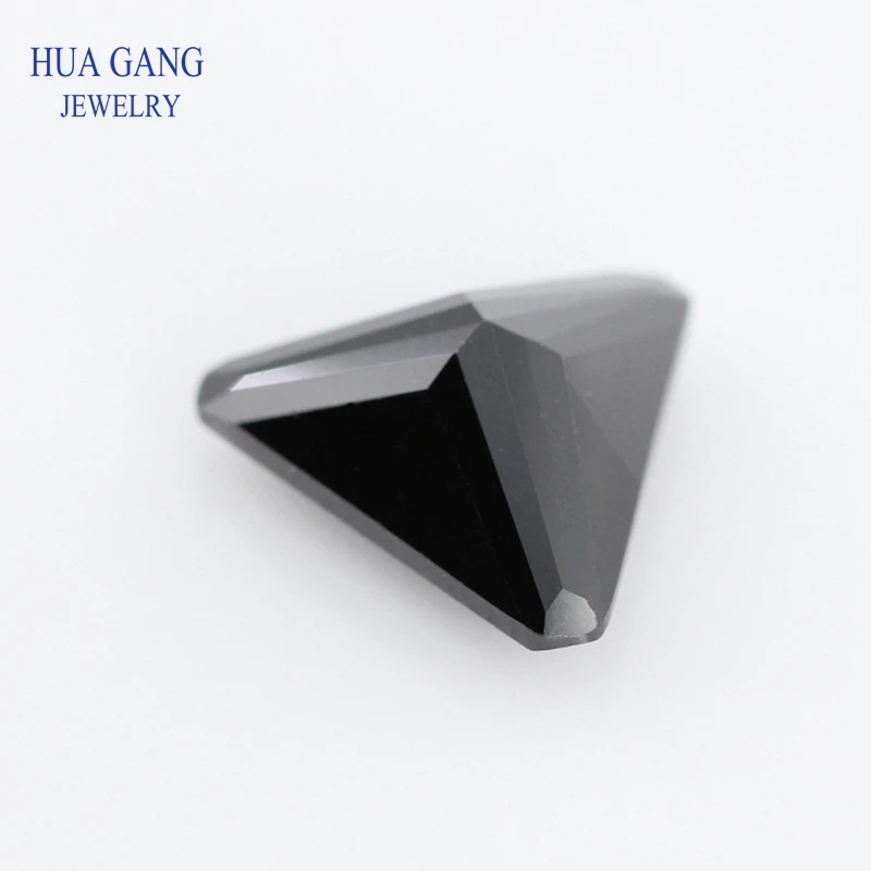 5A Black Triangle Cut Corner Shape Cubic Zirconia Brilliant Cut Loose CZ Stone Synthetic Gems Beads For Jewelry Size 3x3-10x10mm