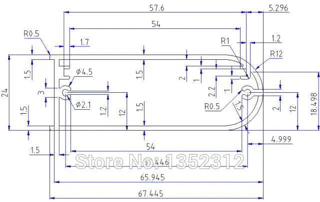 One piece 67*24*100mm aluminum box for electronice project PCB shell case housing DIY power amplifier box aluminum outlet case