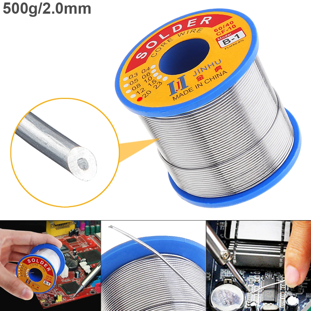 60/40 B-1 500g 0.5mm-2.0mm No-clean Rosin Core Solder Wire with 2.0% Flux and Low Melting Point for Electric Soldering Iron