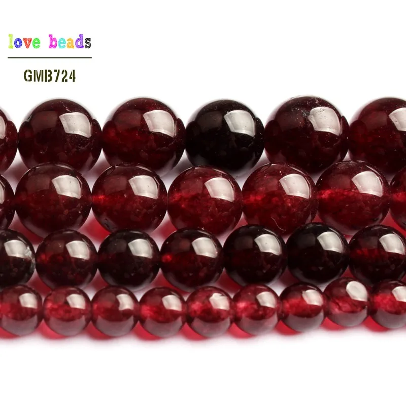 Garnets Stone Beads Dark Red Jades Round Beads for DIY Bracelet Jewelry Making 15\