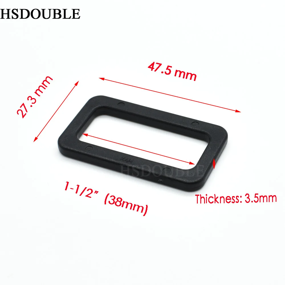 Plastic Black Loops Looploc Buckles Rectangle Rings Backpack Straps Webbing Bag Parts Webbing Size 20mm 25mm 32mm 38mm 50mm