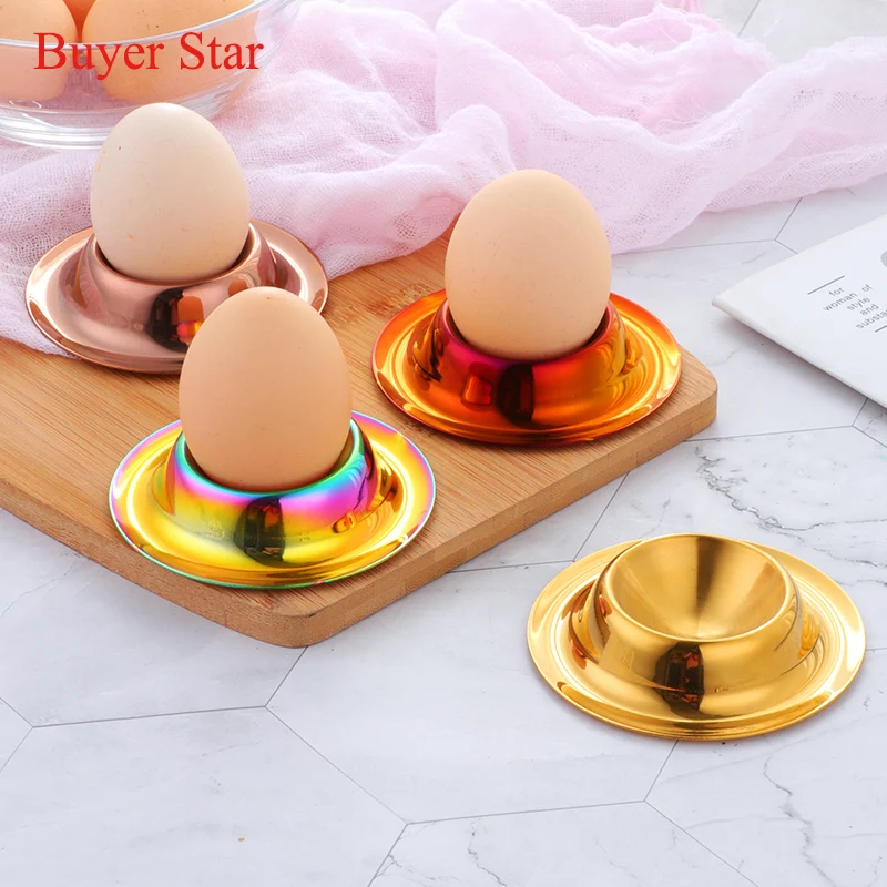 Gold Egg Cup Stainless Steel Egg seat Egg spoon set Metal Egg Holder for Raw/Hard Boiled Egg Household Kitchen gadget restaurant