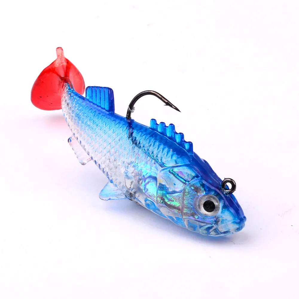 HiUmi 3pcs 7.6cm 15.7g sea fishing lead fish bait Soft Jig Lure With 6# Jigs Fishing Hook Fishing Tackle