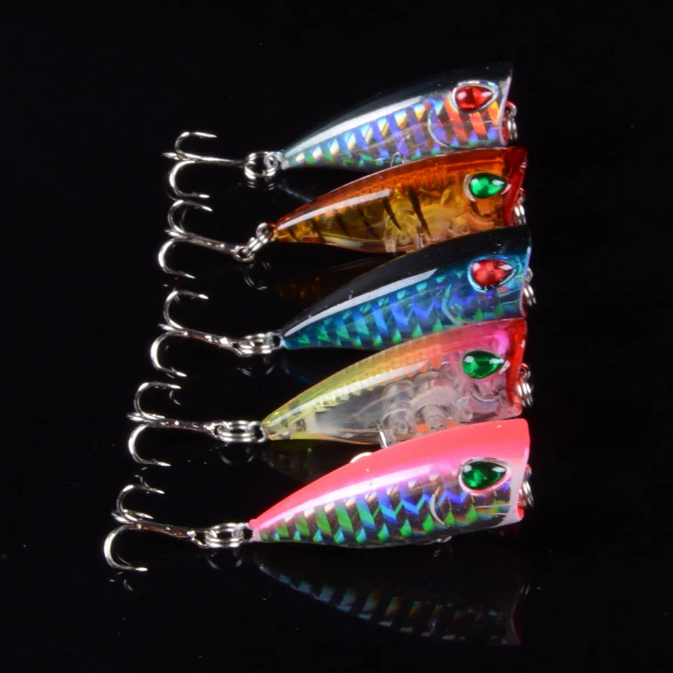 High Quality 5pcs 4cm 3gTopwater Fishing Lures Popper Bait 6 Colors Available Bass Crnakbait Wobblers Fishing Tackle Pesca