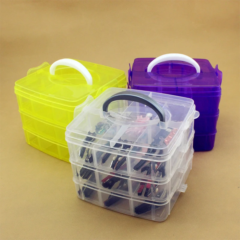 

3-layers detachable DIY desktop storage box Transparent Plastic Storage Box Jewelry Organizer Holder Cabinets for small objects