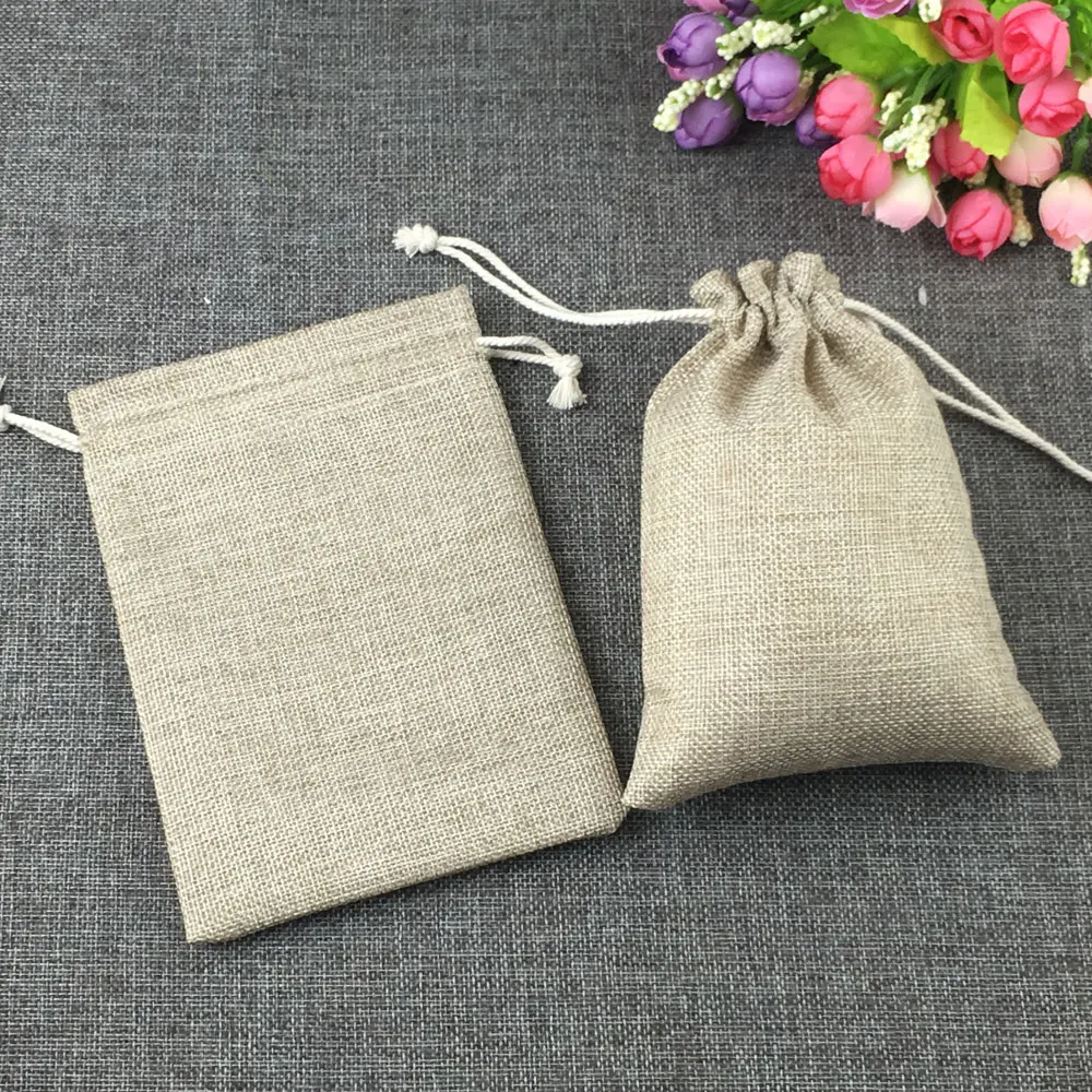 Sacola de algodão com cordão, bolsa para presente natural da moda, sacola com fio de algodão, para embalagem de joias, para casamento, festa, aniversário, 1 peça