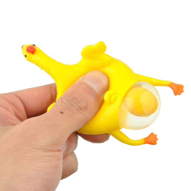 Creative Toy Mini Funny Vent Pinch Toys Lay Eggs Chicken Key Ring Rubber Rooster Tricky Joke Stress Reliever Toys For Children