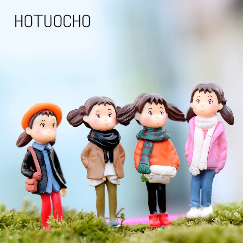 4 pcs Winter Xiaomei doll Moss micro-landscape small creative Zakka figurine home decorations fairy garden miniatures