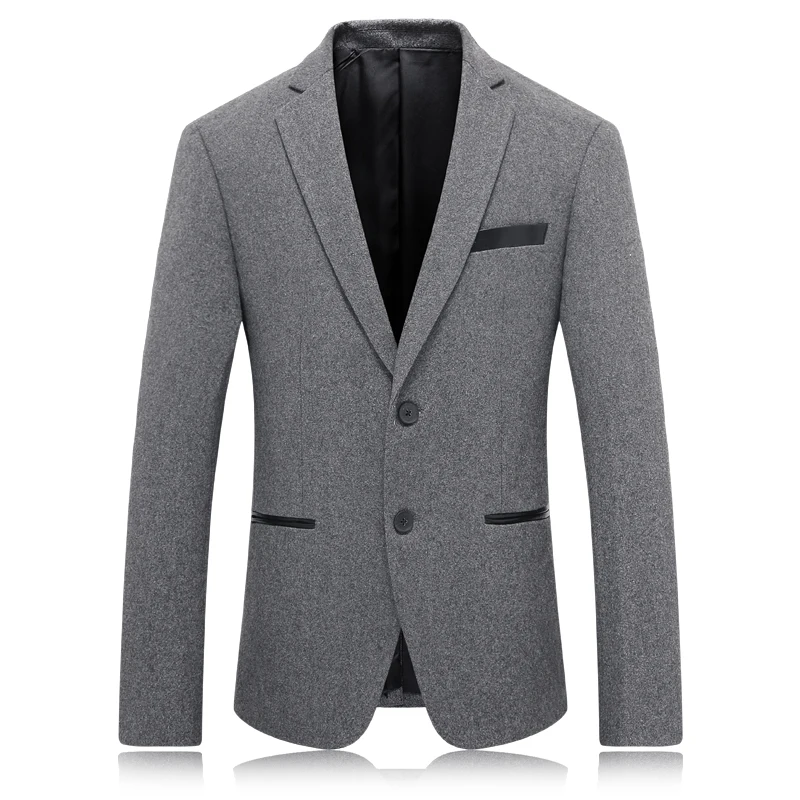 New Style Men's Grey Leisure High Quality Suit Coat Jacket Mens Classic Fashion Business Woolen Casual Coat Men's Blazer Suits