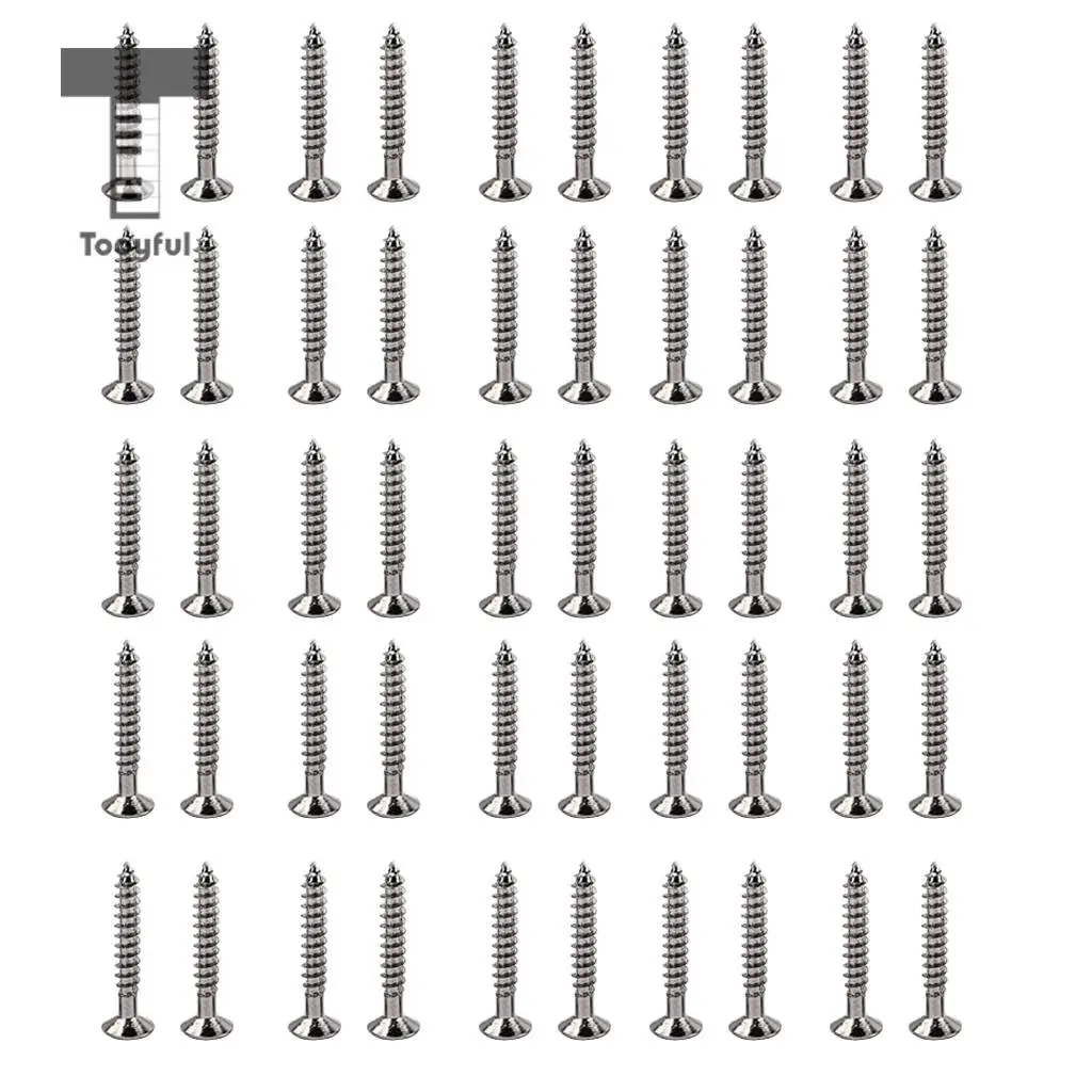 Tooyful 50pcs Nickel Guitar Bridge Screws Tremolo Bridge Mounting Screws for Electric Guitar Bass Parts