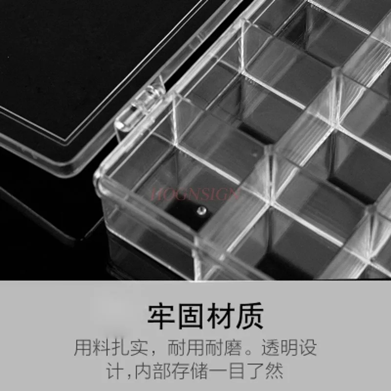 เครื่องมือทําเล็บ กล่องเก็บเครื่องประดับเล็บ 18 ตาราง เจาะ กล่องพลาสติกใส ขายเล็บ