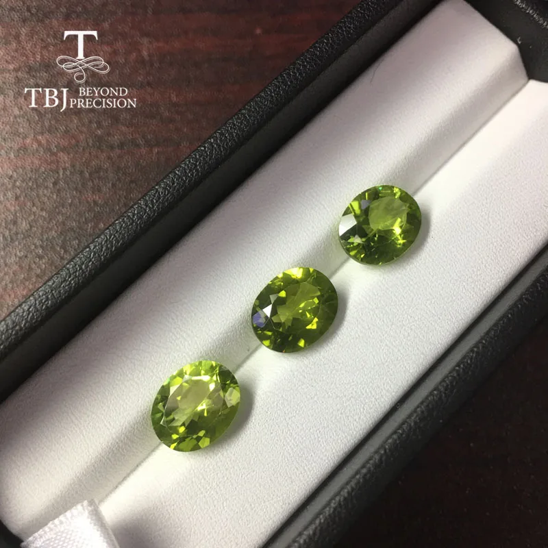 Tbj natural china peridot oval 9*11mm 3.6 ct per piece natural loose gemstone for diy gold /silver jewelry