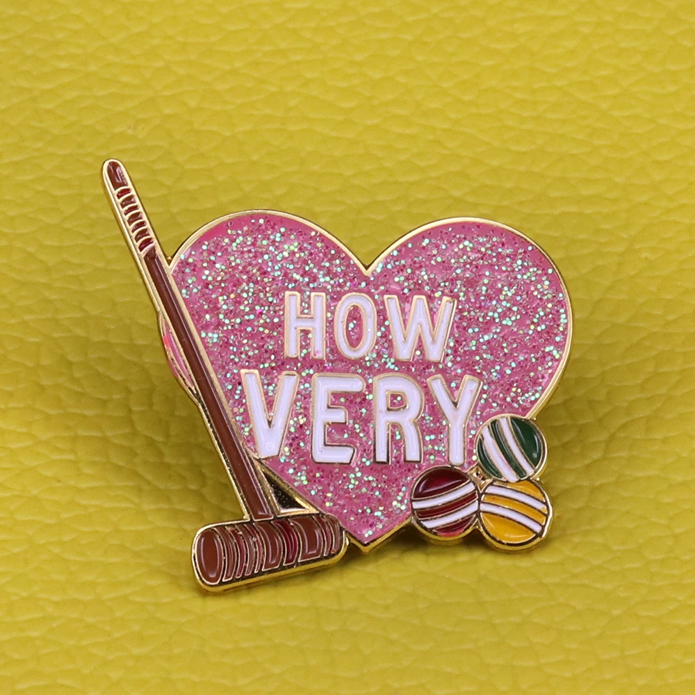 

Heathers how very glitter enamel pin pink heart shape brooch golf sports badge sisters friends gift women accessory