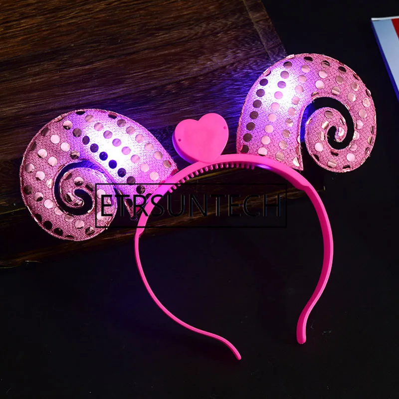 100pcs Glowing Paillette Sheep Led Headband Light Up Toys Flashing Headwear Decoration Party Lighting Headhoop