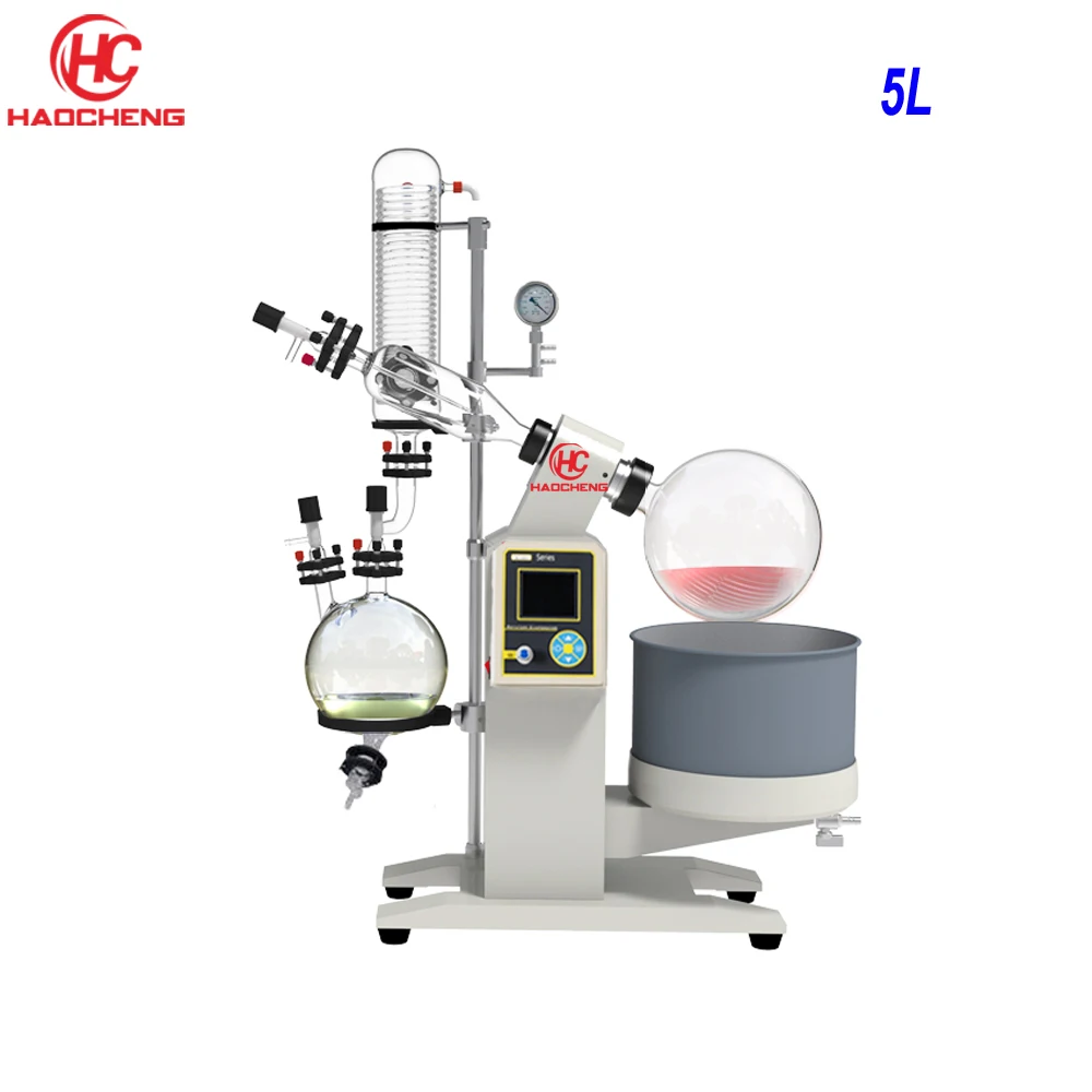 Free shipping 5L Electrical Lift THC Distillation Solvent Vacuum Rotary Evaporator with Chiller and Pump