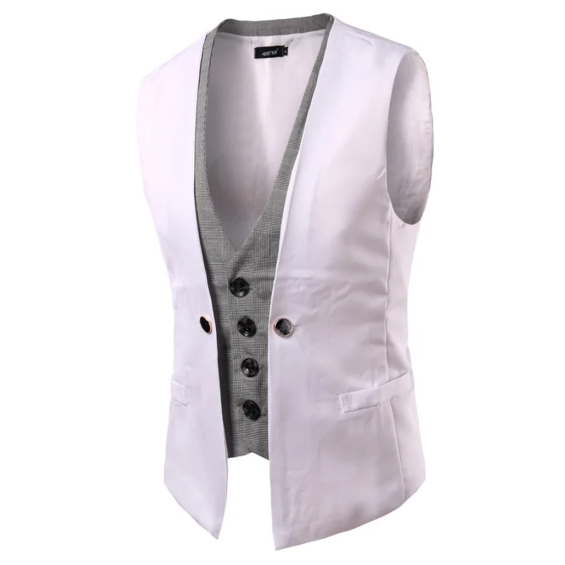 Men\'s Clothing 2024 Korean Slim Fit Double Breasted Suits Vest Man England Gentle Contrast Waistcoat Mens Tops Gifts