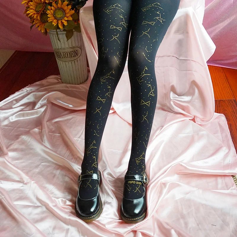 

Autumn/Winter Galaxy Night Series Tight Deep Blue/Milky White Lolita Pantyhose Stockings