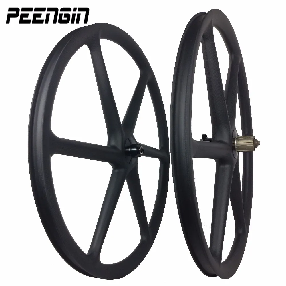 DIY UD Carbon 3K Weave 6 Spokes Clincher Wheels Mountain Bike Six Wheelset 27.5 Inch MTB Bicycle 26er/650B Matt/Glossy Finishing