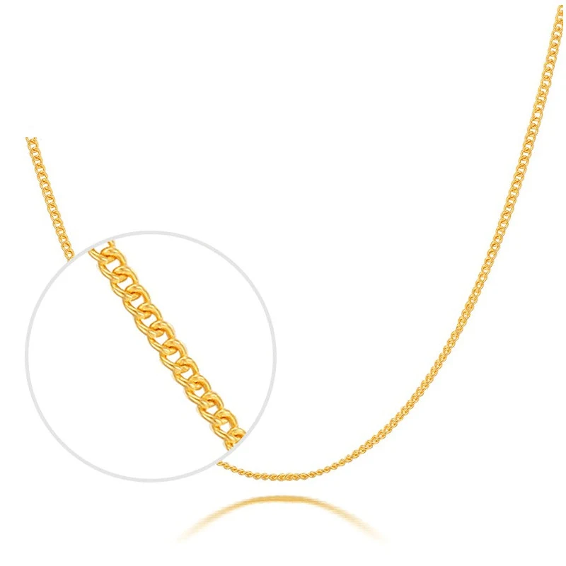 

Solid Pure 999 24K Yellow Gold Necklace Women Curb Link Chain Necklace P6280