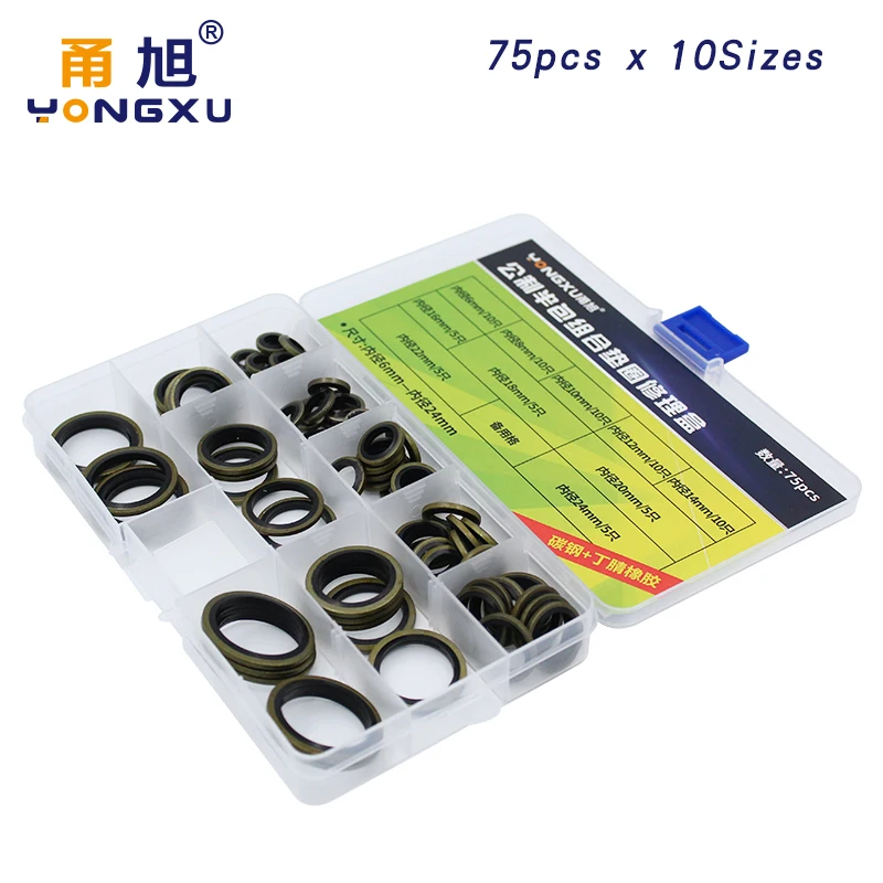 

Washer Seal m6 m8 m10 m12 m14 m16 m18 m20 m22 m24 Bonded Washer Metal Rubber Oil Drain Plug Gasket Sealing O Ring Assortment Set