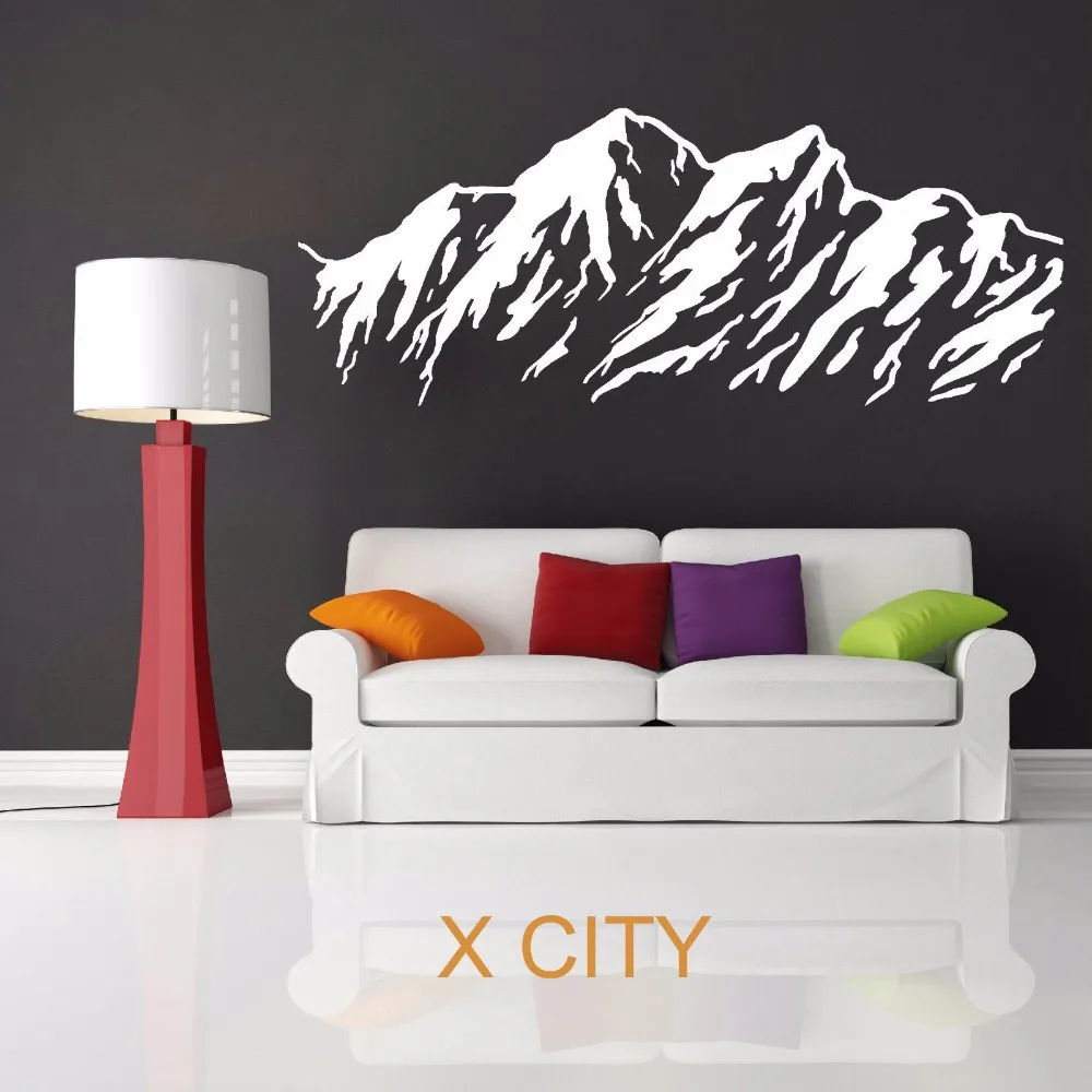 MOUNTAIN RANGE Peaks Nature Landscape Adventure Vinyl Wall Art Room Sticker Decal Door Window Stencils Mural Decor