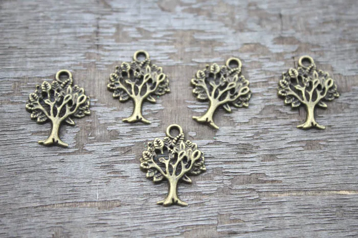 25pcs-Tree Charms, Antique Tibetan Bronze Tone Beautiful Detail tree pendants/charms 21x17mm