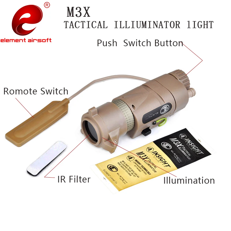 Imagem -02 - Elemento Airsoft Tático Lanterna M3x l3 Sistemas Guerreiro Lanterna para a Caça Airsoft Tático Arma Luz Ex175