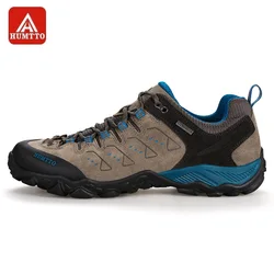 HUMTTO Men's Hiking Shoes Outdoor Mountains Trekking Leather Shoes Breathable Lace-up Shock Absorbing Sneakers Women Couple