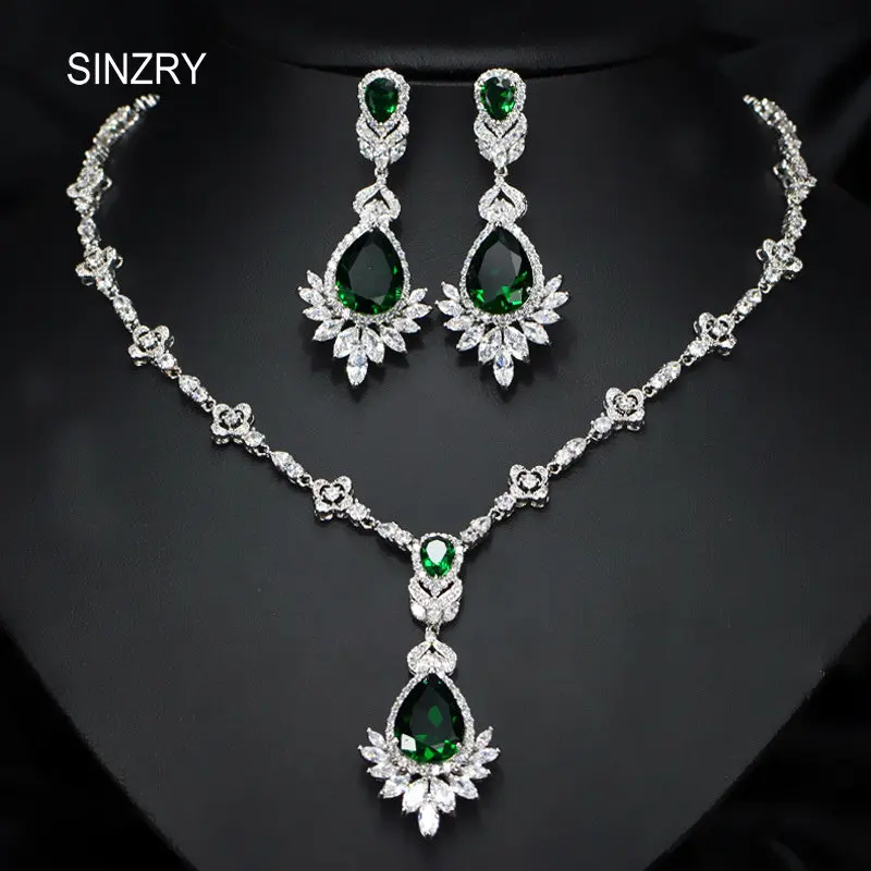 

SINZRY Classic jewelry sets cubic zircon flower necklace drop earrings trendy bridal dressing jewelry sets women jewelry gift