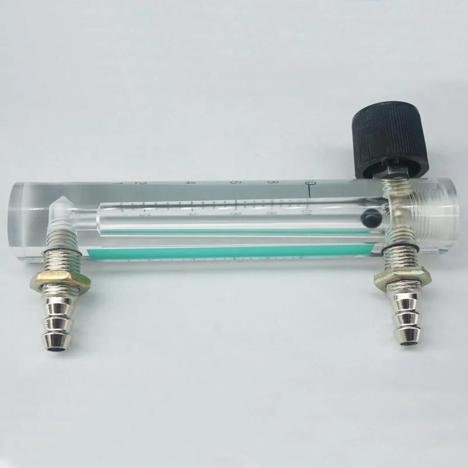 1-10L/min LZM-6T Acrylic Panel Gas Air Oxygen Flowmeter Rotameter With Control Valve 8mm Hose Barb 116mm Length