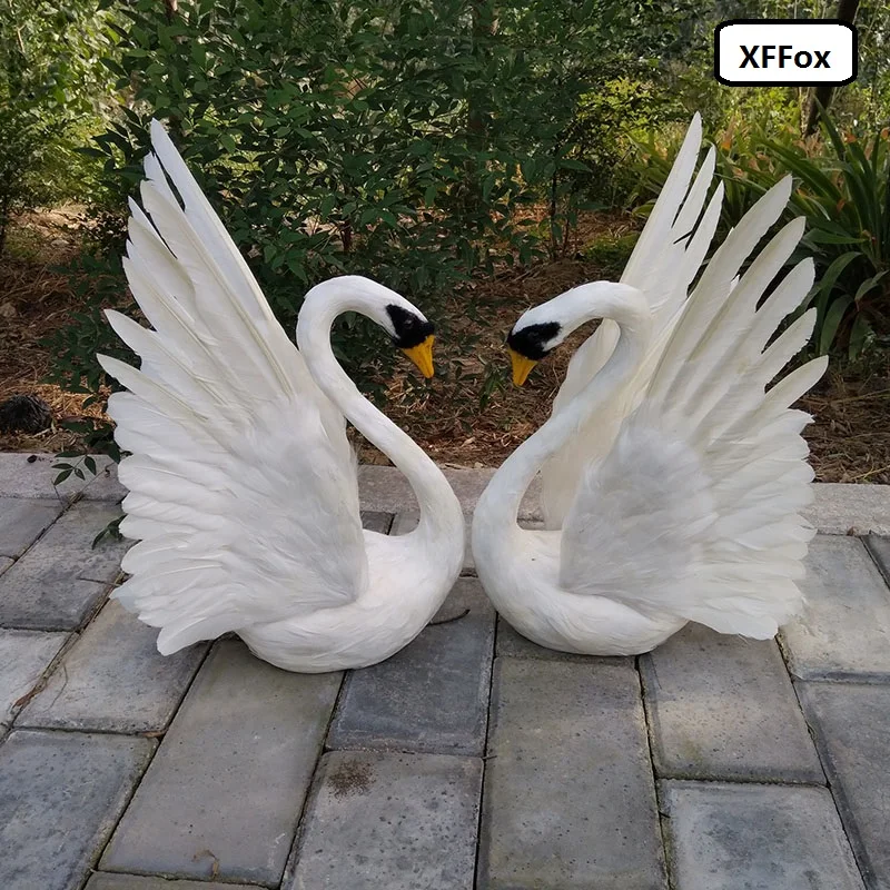 Para symulacji skrzydła swan modele z pianki i pióro prawdziwe życie biały łabędź zabawki prezent około 30x50 cm xf0769