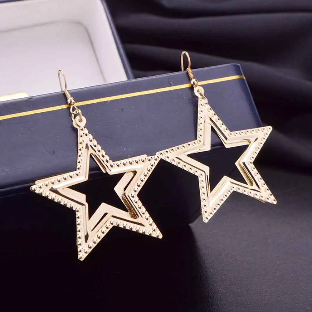 2018 New Sale five-pointed star Trendy Stars Clip Earrings For Women Ear Clip on Earrings Without Piercing Statement Jewlery